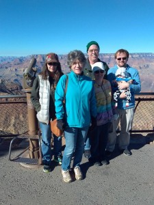My writers group at the Grand Canyon, with my husband and son tagging along on the right. (My husband was not much mentioned in this post, but I NEVER could have even dreamed of doing this trip without him.)